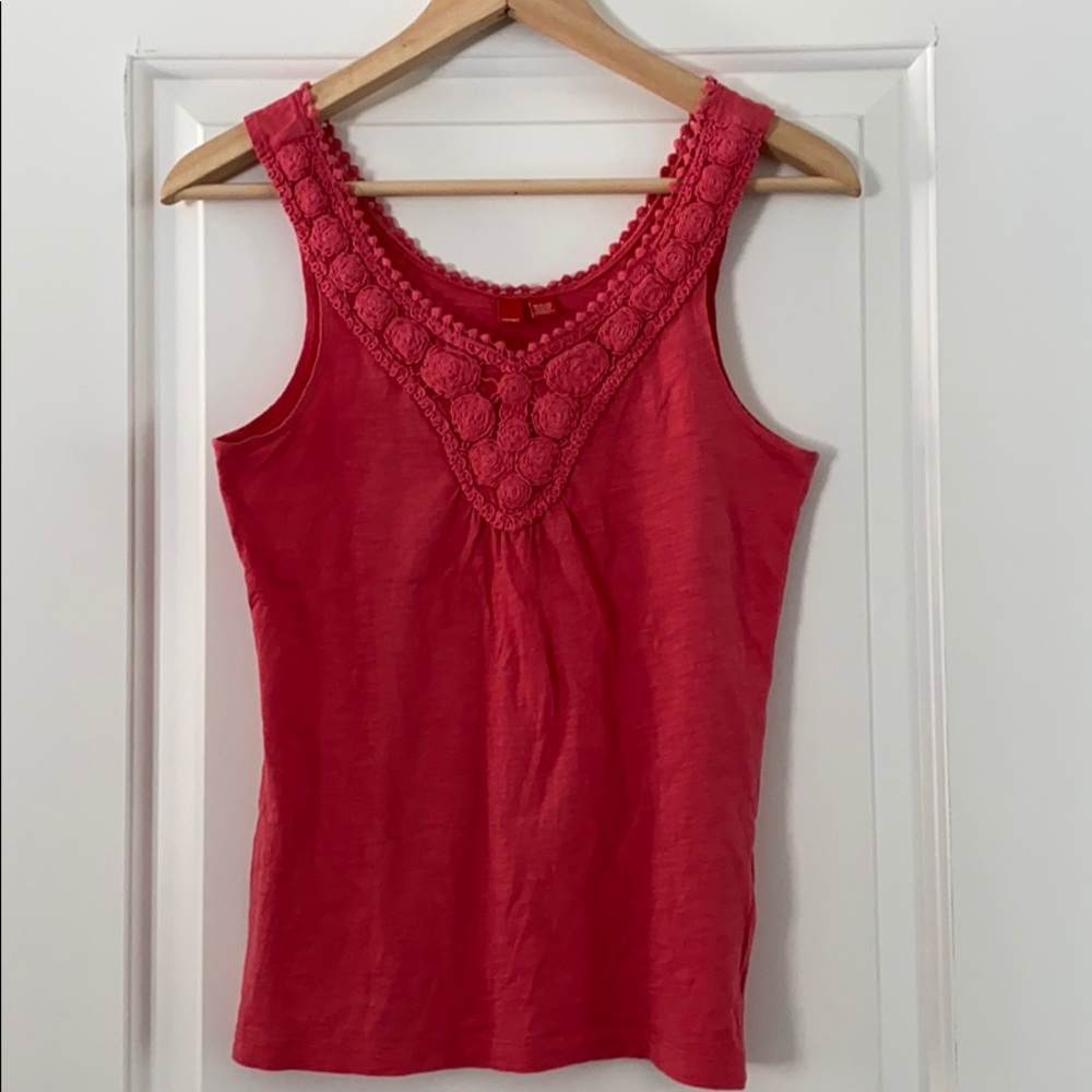 Esprit pink tank top with embroidered trim